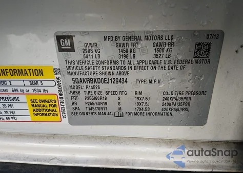 2014 Buick Enclave Leather из США, поврежденный, VIN 5GAKRBKD0EJ129434